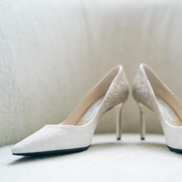 Jimmy Choo Romy 85 Glittered Pumps - Picture 1 of 4